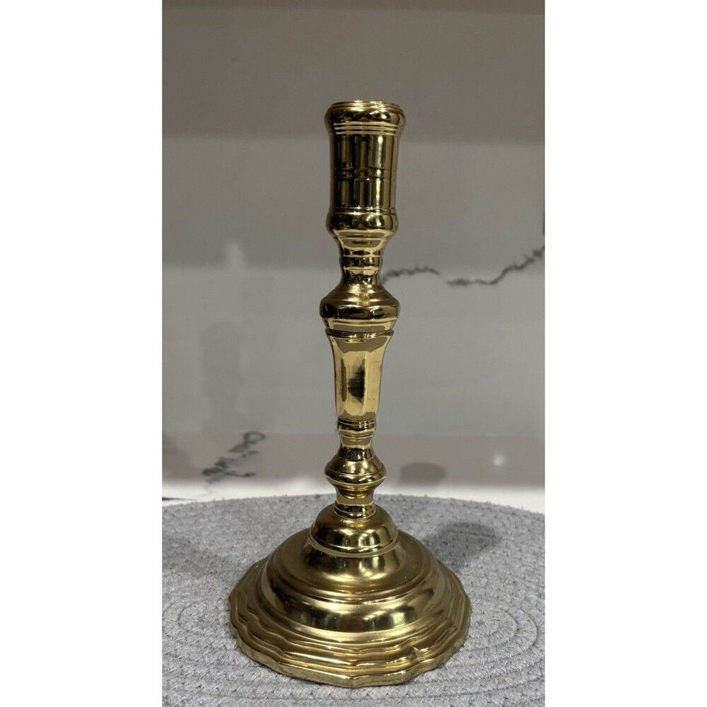Vintage Traditional Polished Brass Candlestick Approx 9"